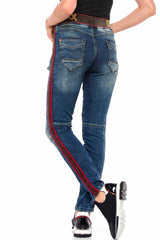 WD384 Mujeres jeans delgados con hombro duro de moda