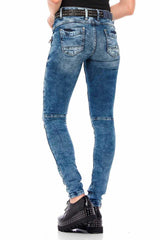 WD381 Women Straight jeans with cool embroidery elements