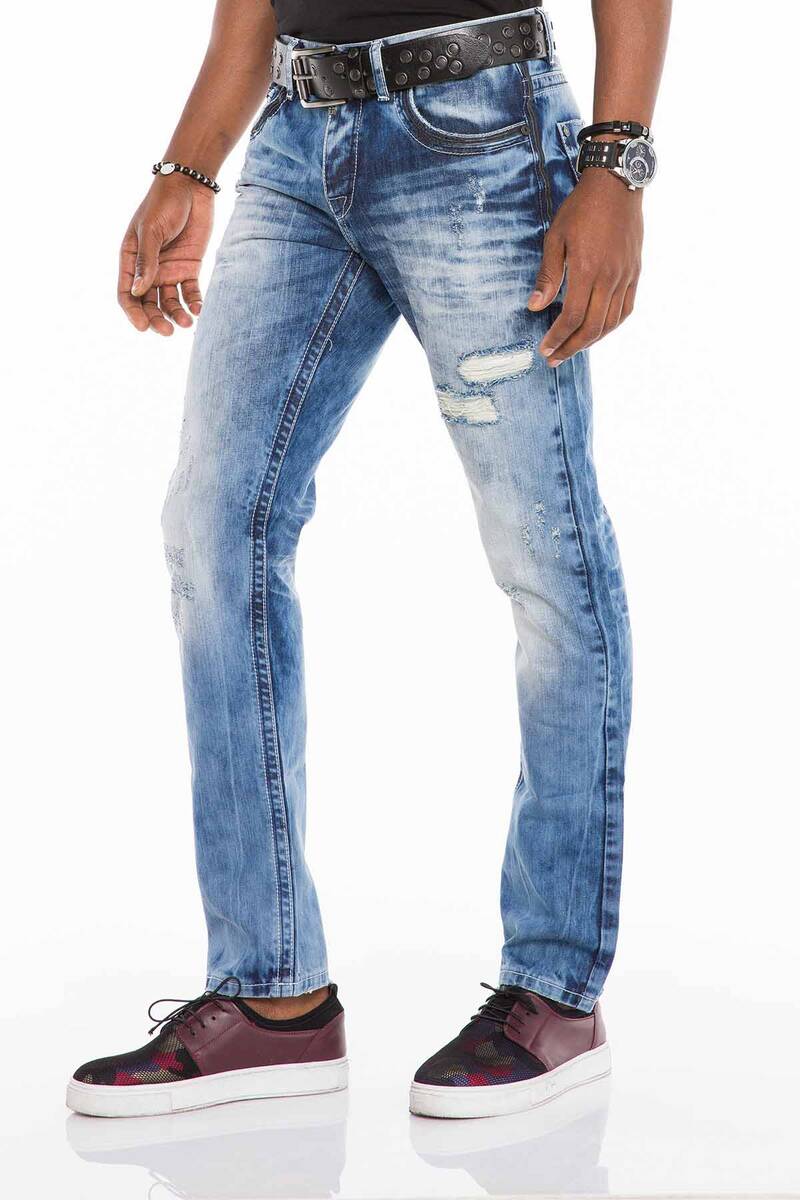 CD503 Men's comfortable jeans with fashionable embroidery in Straight Fit