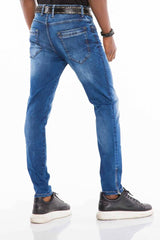 CD502 Men Slim-Fit-Jeans with cool wash in straight fit