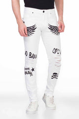 CD444 Men's Röhrenjeans with great print motifs in Straight Fit