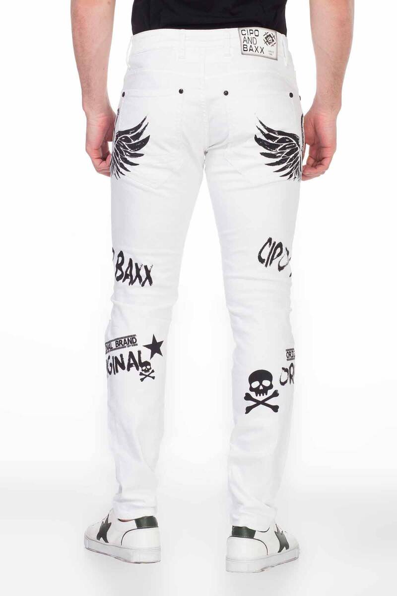 CD444 Men's Röhrenjeans with great print motifs in Straight Fit