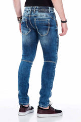 CD437 Men's comfortable jeans with cool decorative cippers