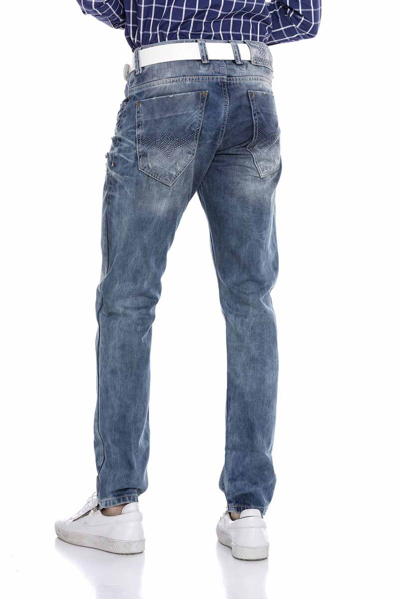 CD655 UOMINI jeans in forma dritta nel look distrutto alla moda