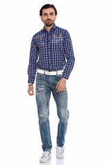 CD655 UOMINI jeans in forma dritta nel look distrutto alla moda