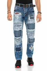 CD602 men's comfortable jeans in a striking crack design