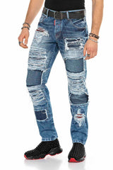 CD602 men's comfortable jeans in a striking crack design