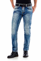 CD434 Men Slim-Fit-Jeans with button pockets in regular fit