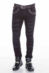 CD409 Men's Slim-Fit Jeans with modern rhinestone design