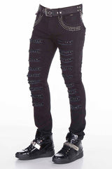 CD409 Men's Slim-Fit Jeans with modern rhinestone design