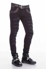 CD409 Men's Slim-Fit Jeans with modern rhinestone design