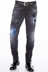 CD388 men's comfortable jeans with destroyed effects