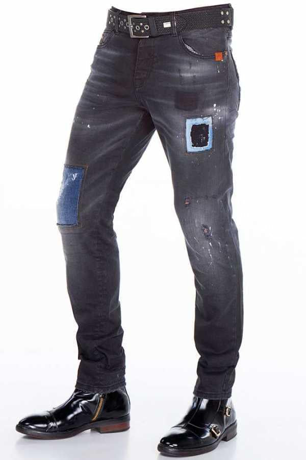 CD388 men's comfortable jeans with destroyed effects