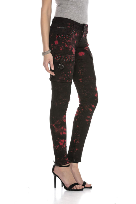 WD385 women Slim-Fit jeans with casual biker elements