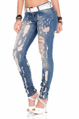 WD208 Slim-Fit Dames Jeans in Destroyed Look