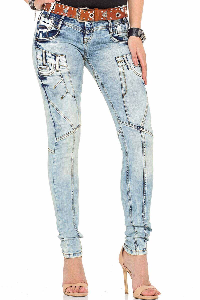 WD216 Mujeres Jeans cómodos en el lavado de moda de Slim Fit