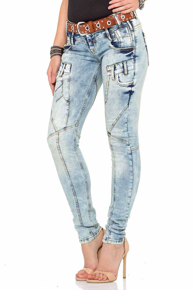 WD216 Mujeres Jeans cómodos en el lavado de moda de Slim Fit