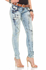 WD216 Mujeres Jeans cómodos en el lavado de moda de Slim Fit