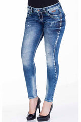 WD242 Femmes jeans minces avec des éléments d'occasion