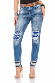 Rohrenjeans femminile WD305 con il ragazzo tagliato