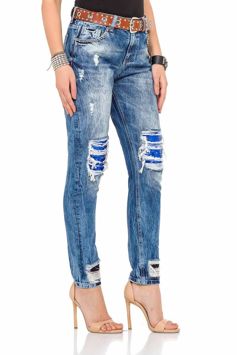 WD305 Jeans skinny pour femmes avec coupe boyfriend