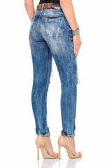 WD305 Women's Skinny Jeans with Boyfriend Cut