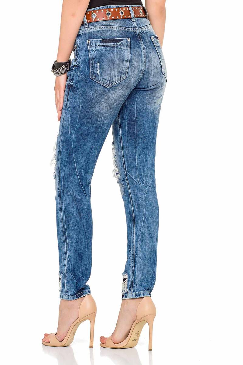 WD305 Women's Skinny Jeans with Boyfriend Cut