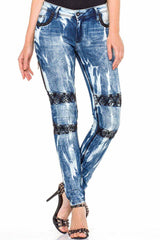 WD368 Women's Rohrenjeans with fashionable embroidery