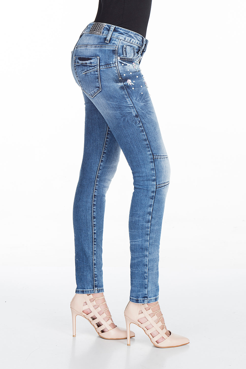 WD309 Femmes Slim-Fit-Jeans avec un grand stock de pierre en skinny-ats