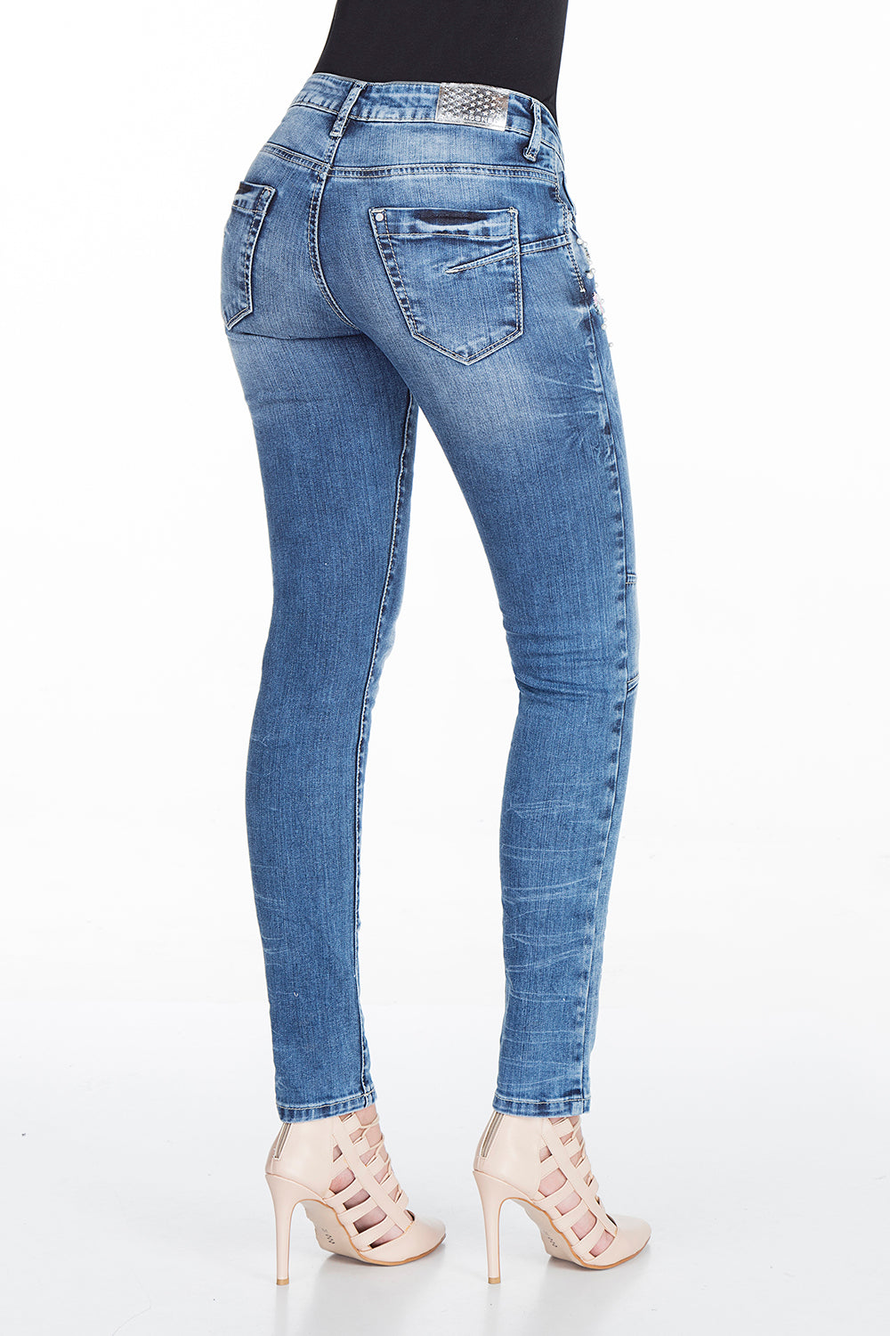 WD309 Femmes Slim-Fit-Jeans avec un grand stock de pierre en skinny-ats