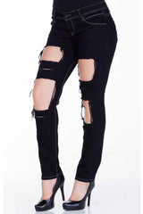 WD247 Women Straight jeans with trendy destroyed elements