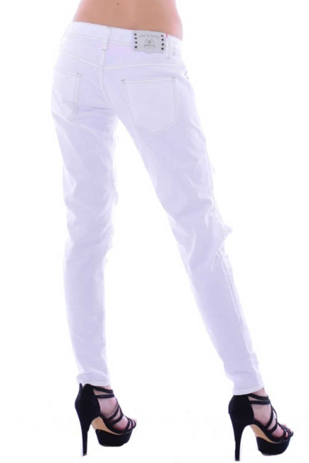 WD227 Women Straight jeans with trendy destroyed elements