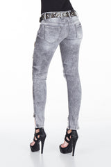 WD317 women comfortable jeans with patches and sequins