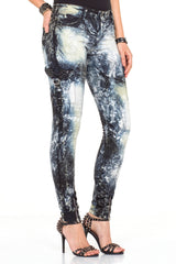 WD372 women Slim-Fit jeans with modern batik washing