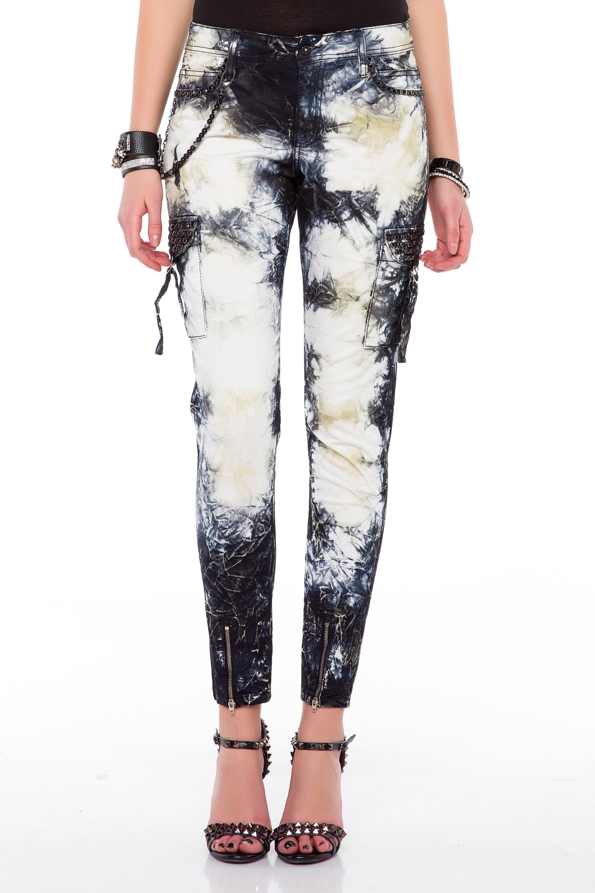 WD372 women Slim-Fit jeans with modern batik washing