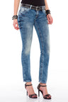 WD363 Women's tube jeans with subtle wash