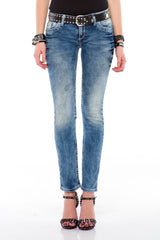 WD363 Women's tube jeans with subtle wash