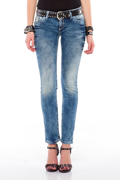 WD363 Women's tube jeans with subtle wash