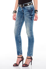 WD363 Women's tube jeans with subtle wash