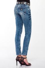 WD363 Women's tube jeans with subtle wash