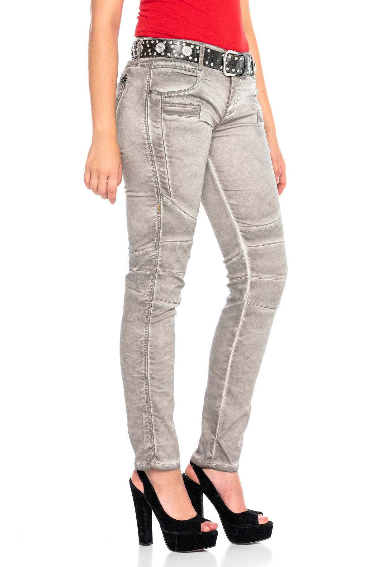 WD340 Women Slim-Fit Jeans with trendy tendrils in Straight Fit