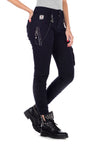 WD354 Women's tube jeans with cargo bag, rivets and patches in Slim Fit