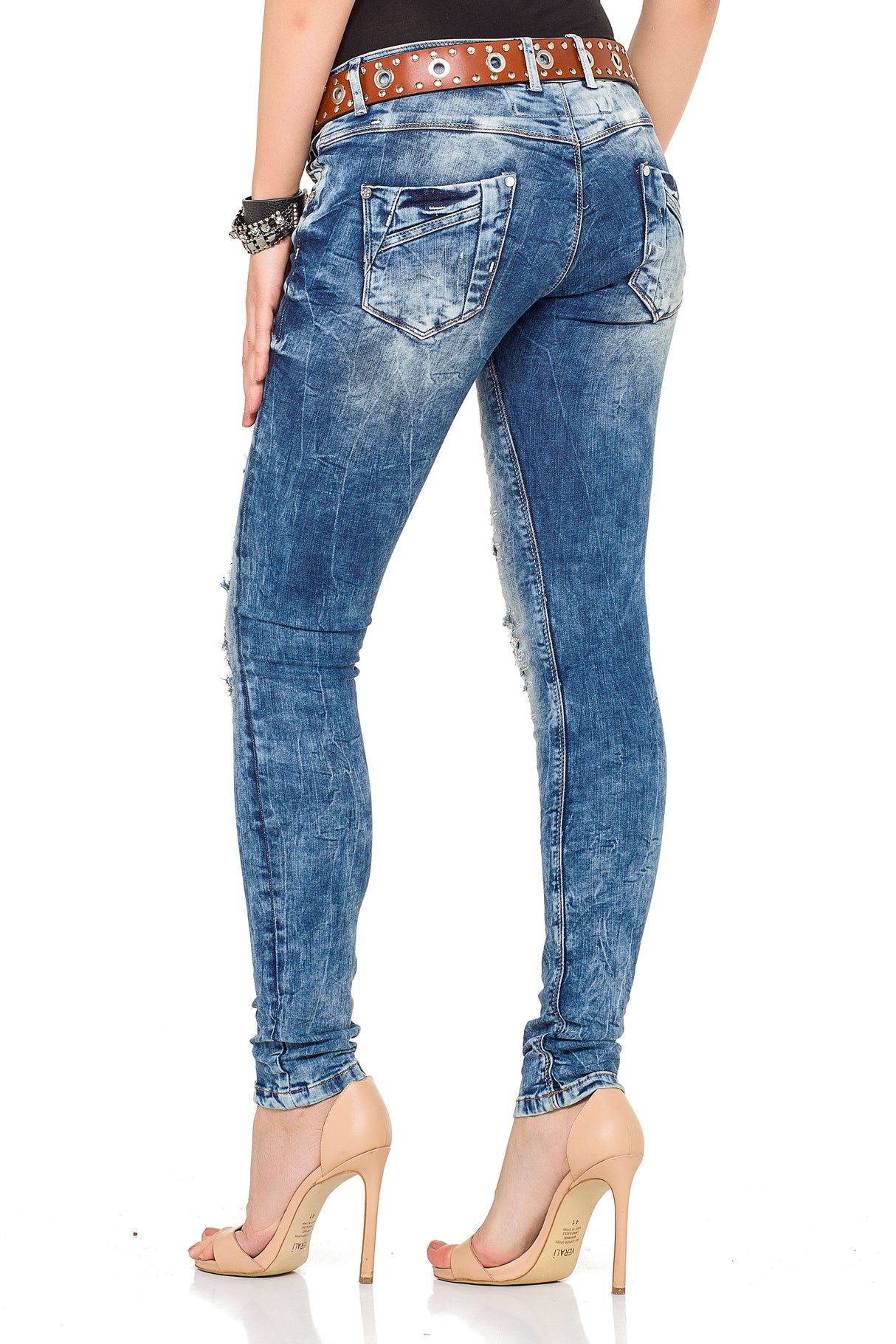 WD337 women Slim-Fit jeans with destroyed elements