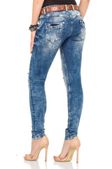 WD337 women Slim-Fit jeans with destroyed elements