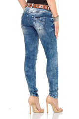 WD337 women Slim-Fit jeans with destroyed elements