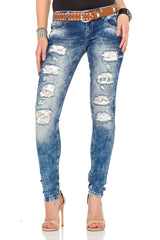 WD337 women Slim-Fit jeans with destroyed elements