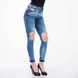 WD295 ​​women Slim-Fit jeans with cool cut-outs in Hight Waist