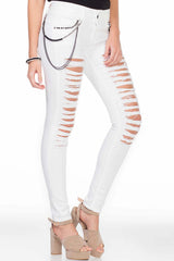 WD336 women slim-fit jeans with torn elements