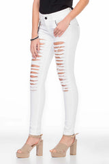 WD336 women slim-fit jeans with torn elements