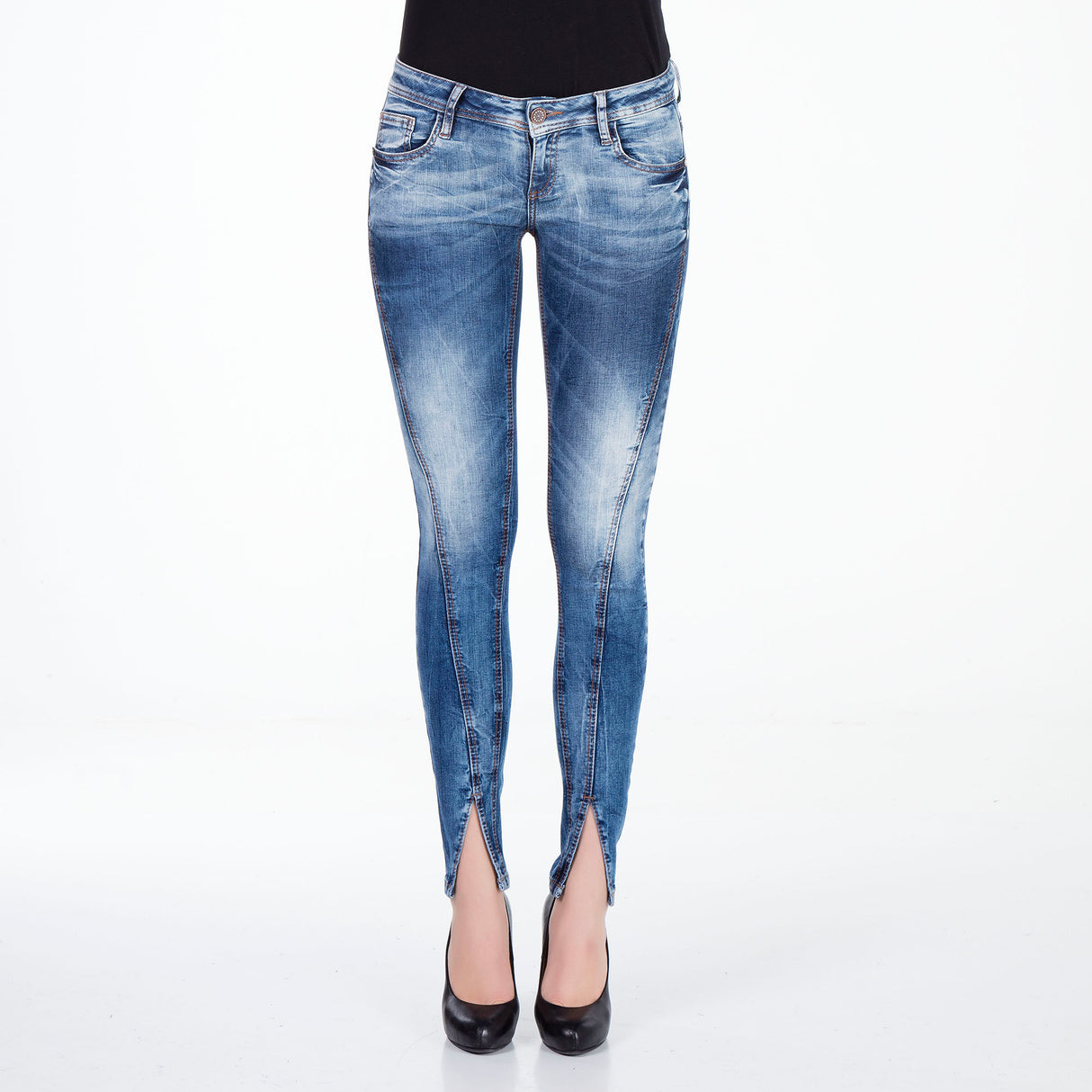 WD273 women Slim-Fit jeans with a trendy decorative seam